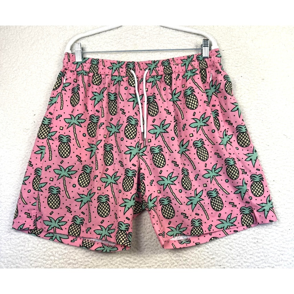 Moamgic Shorts Mens 2XL Pink Pineapple Palm Tree Swim Trunks Mesh Lined Beach